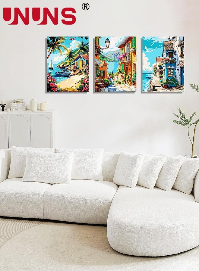 UNUNS 4 Pack DIY Paint by Number Kit,Paint by Numbers for Adults and Kids Beginner,Landscape Painting by Number Kits On Canvas, Number Artist Paint by Number Kit DIY Oil Painting Acrylic Paints Home Wall Decor(40*50cm) - Image 5